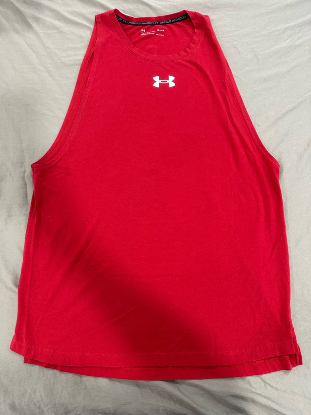 Under Armour Red Men's Athletic Tank Top with White Logo